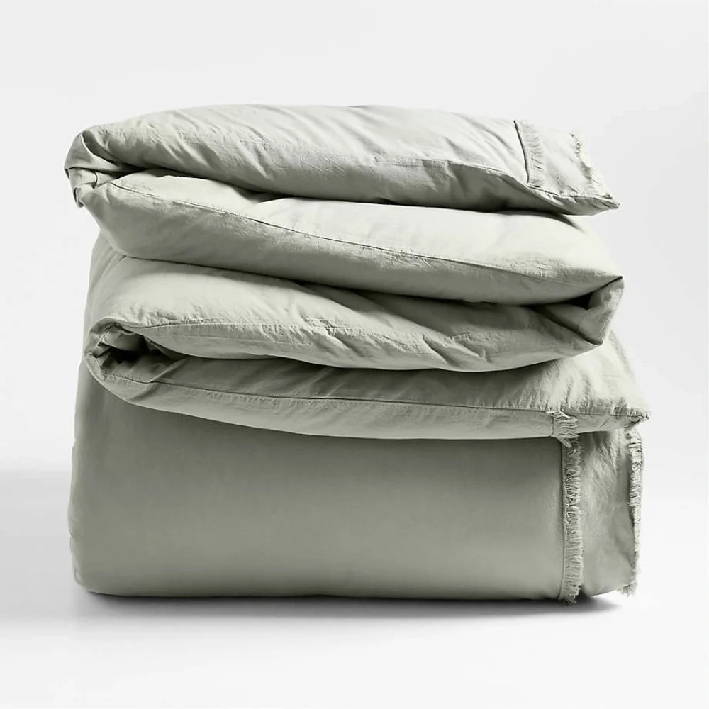 Favorite Washed Organic Cotton Shadow Sage Full/Queen Duvet + 2 Shams Set